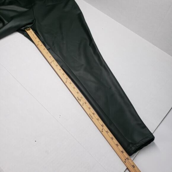 A New Day Faux Leather Leggings Womens XL Green Fleece Lined Matte High Waisted - Picture 6 of 16